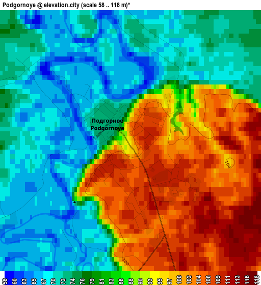 Podgornoye elevation map