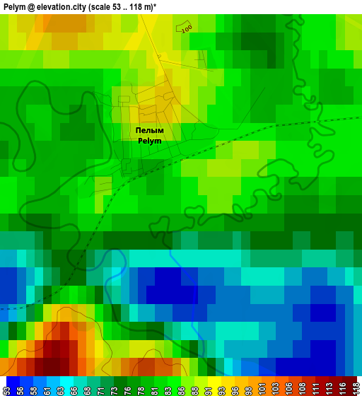 Pelym elevation map