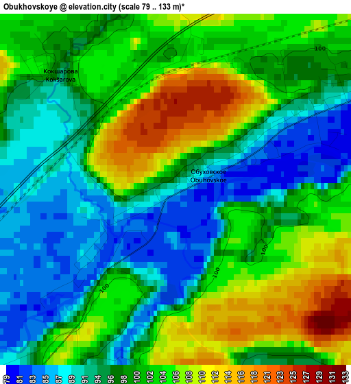 Obukhovskoye elevation map