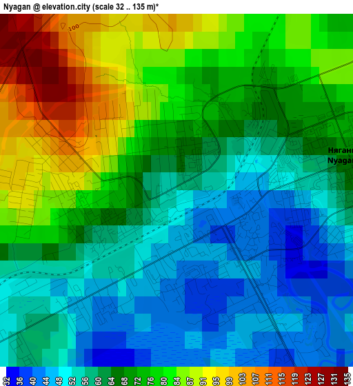 Nyagan elevation map