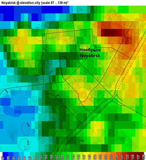 Noyabrsk elevation map