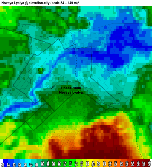 Novaya Lyalya elevation map