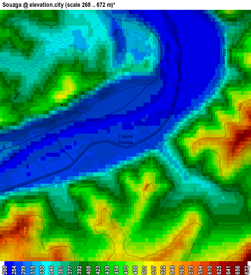 Souzga elevation map