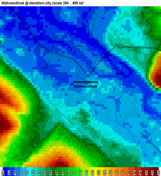 Nizhneudinsk elevation map