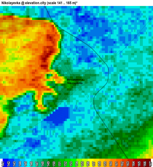 Nikolayevka elevation map