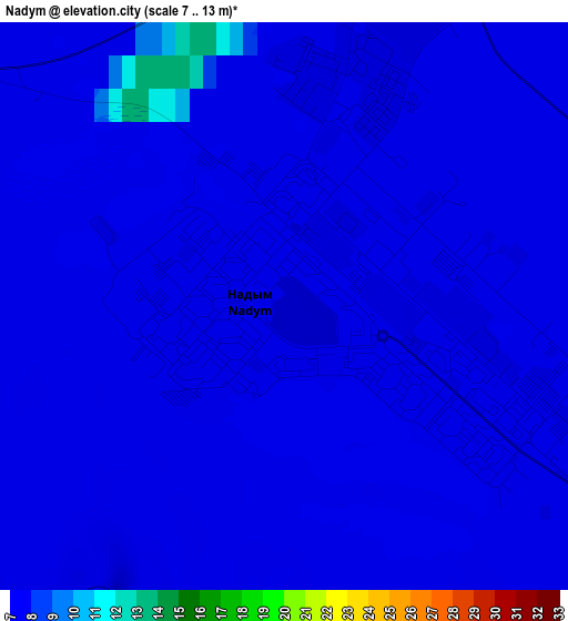 Nadym elevation map