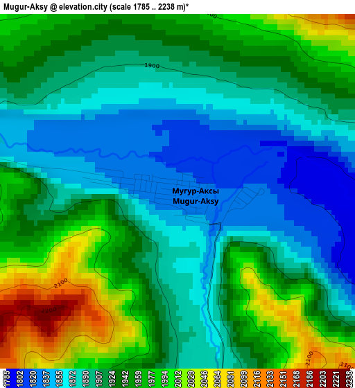 Mugur-Aksy elevation map