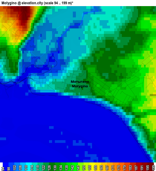 Motygino elevation map