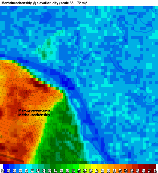 Mezhdurechenskiy elevation map