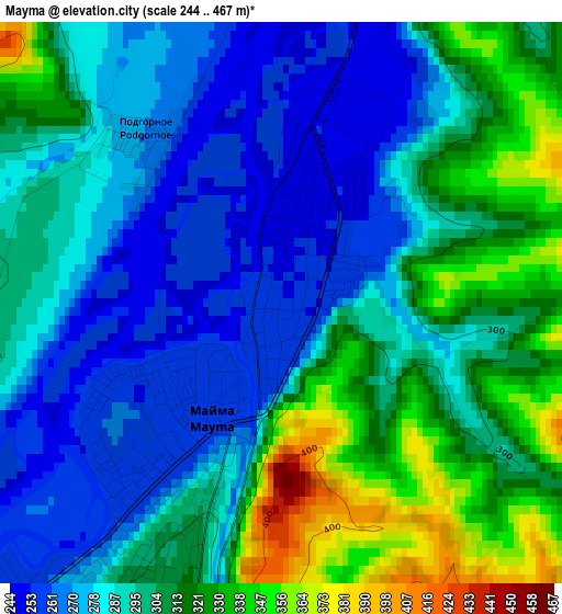 Mayma elevation map