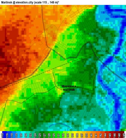 Mariinsk elevation map