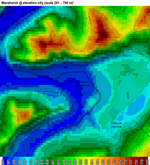 Manzherok elevation map