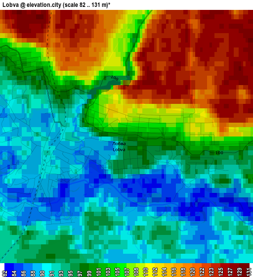 Lobva elevation map