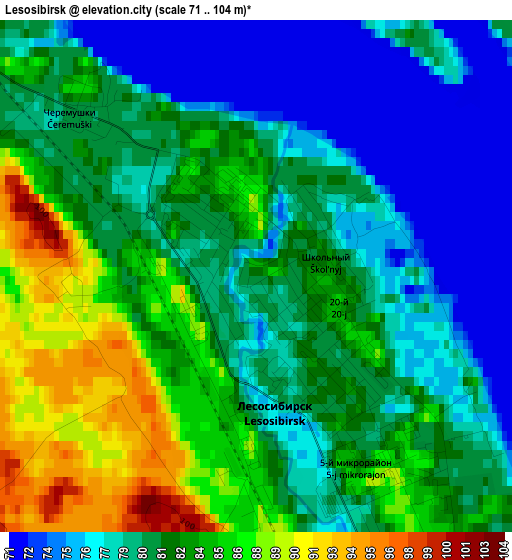 Lesosibirsk elevation map