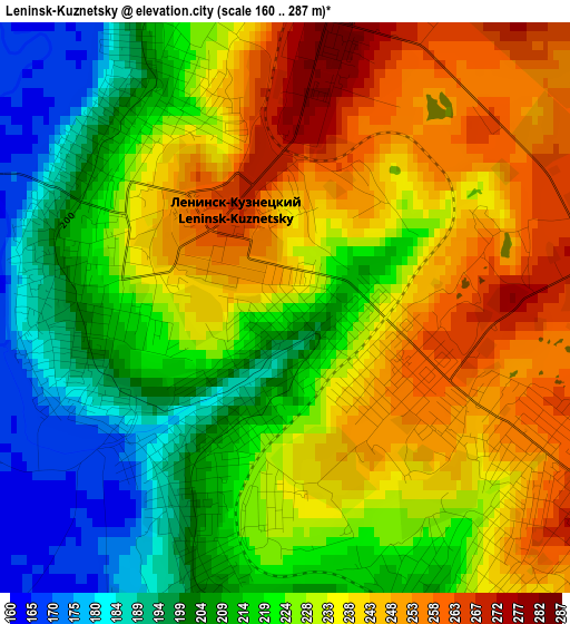 Leninsk-Kuznetsky elevation map