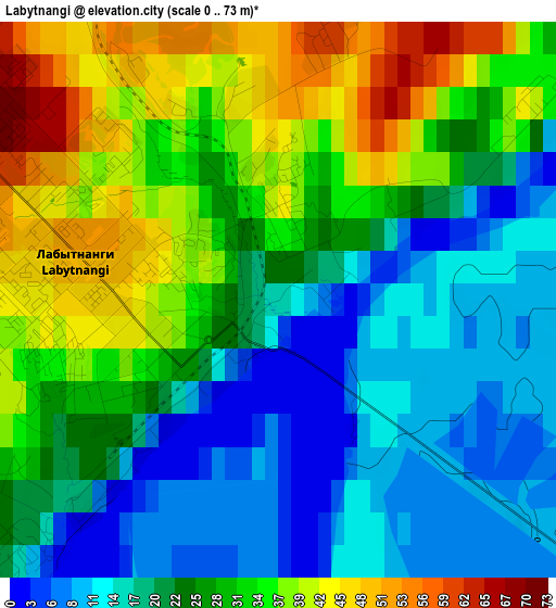 Labytnangi elevation map