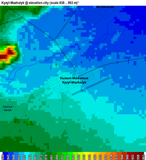 Kyzyl-Mazhalyk elevation map