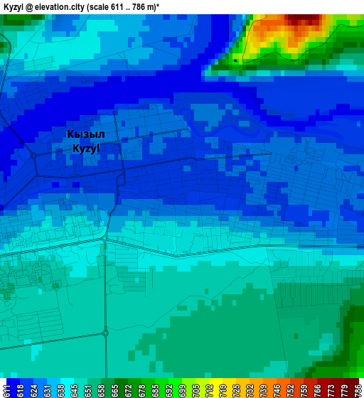 Kyzyl elevation map