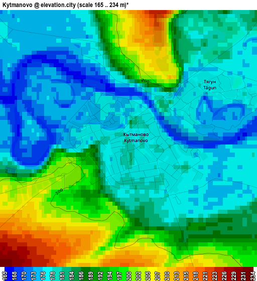 Kytmanovo elevation map