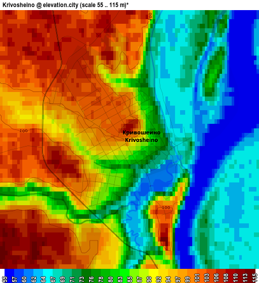 Krivosheino elevation map