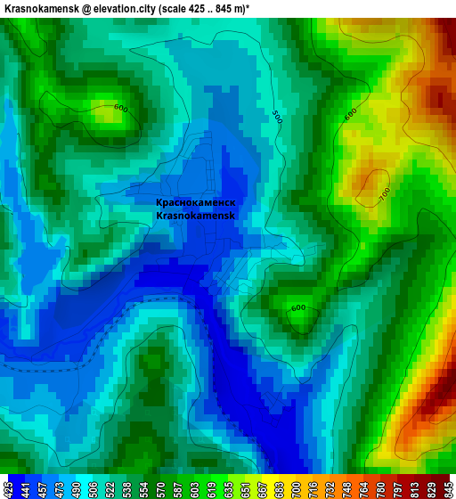 Krasnokamensk elevation map