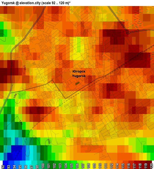 Yugorsk elevation map