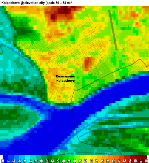 Kolpashevo elevation map