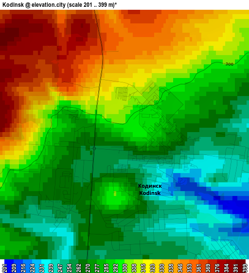 Kodinsk elevation map