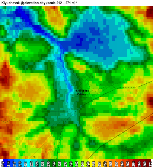 Klyuchevsk elevation map