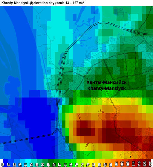 Khanty-Mansiysk elevation map