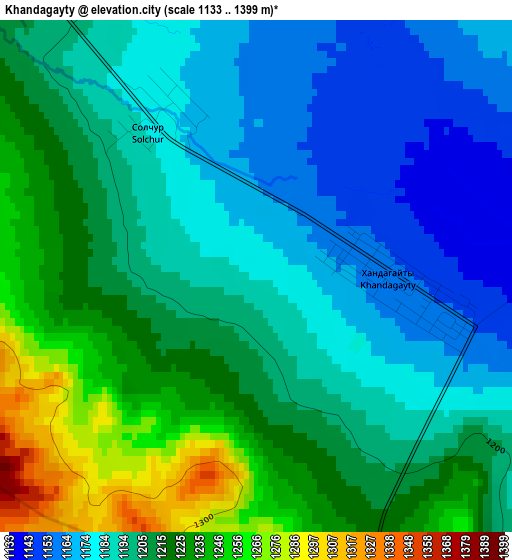 Khandagayty elevation map