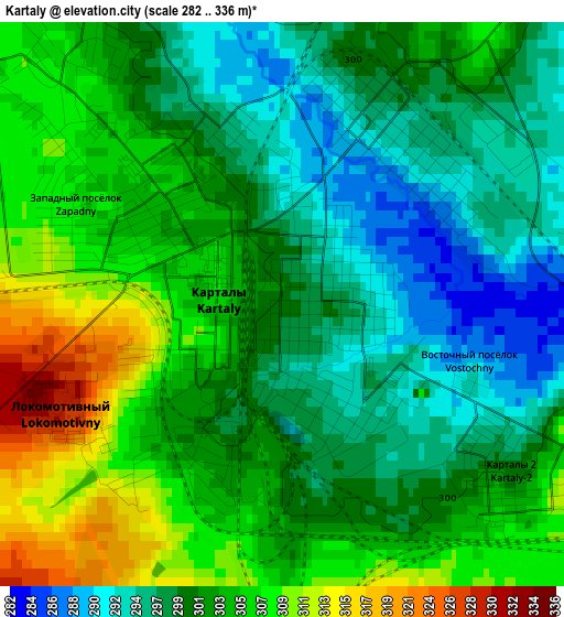 Kartaly elevation map