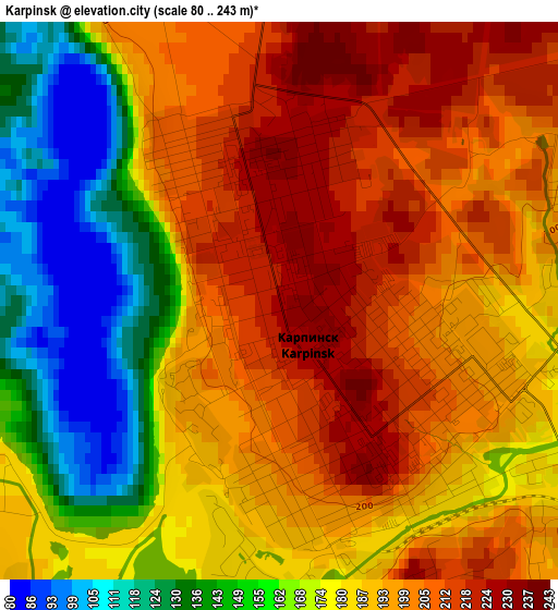 Karpinsk elevation map