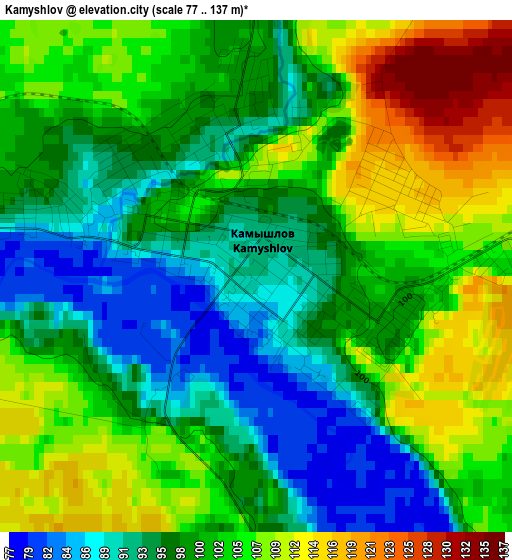 Kamyshlov elevation map