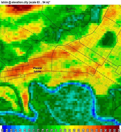 Ishim elevation map