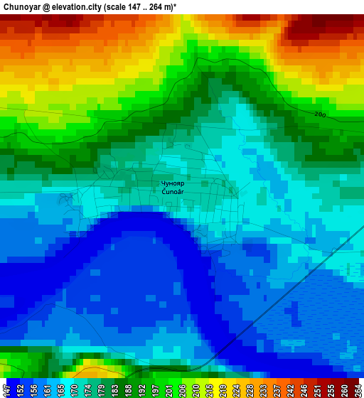 Chunoyar elevation map