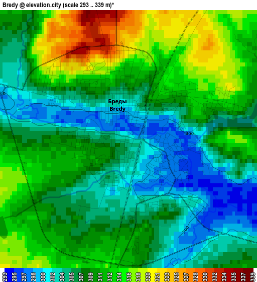 Bredy elevation map