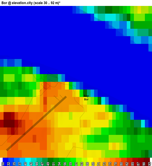 Bor elevation map