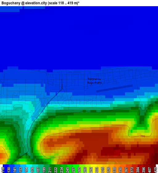 Boguchany elevation map