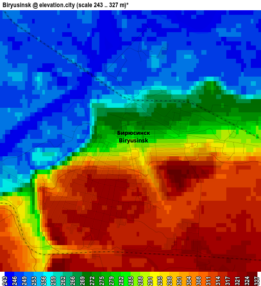 Biryusinsk elevation map