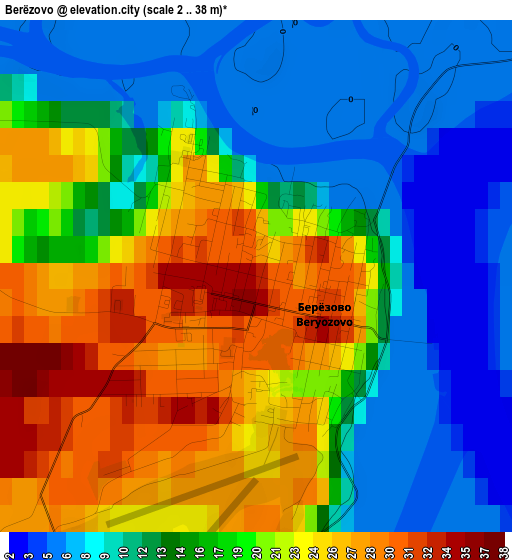 Berëzovo elevation map