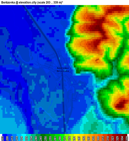 Berëzovka elevation map