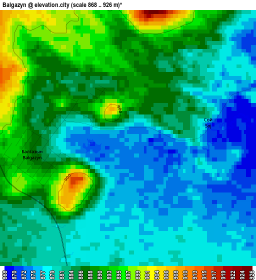 Balgazyn elevation map