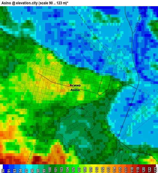 Asino elevation map