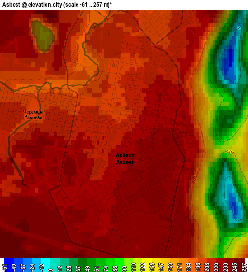 Asbest elevation map