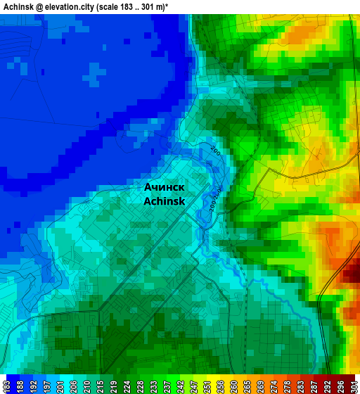 Achinsk elevation map