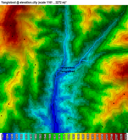 Yangiobod elevation map