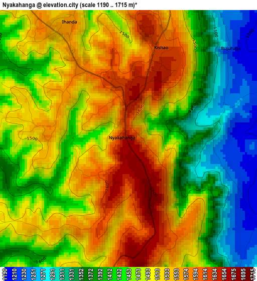 Nyakahanga elevation map