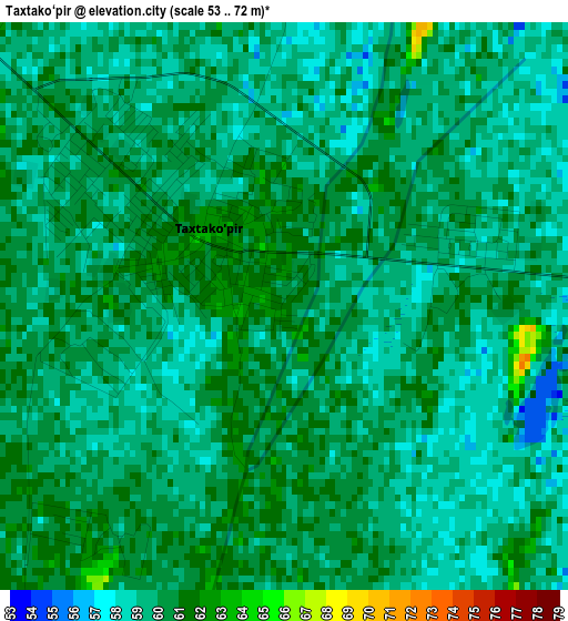 Taxtako‘pir elevation map