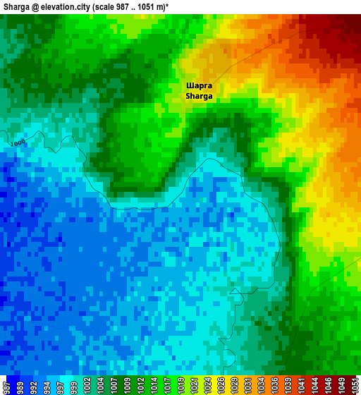 Sharga elevation map